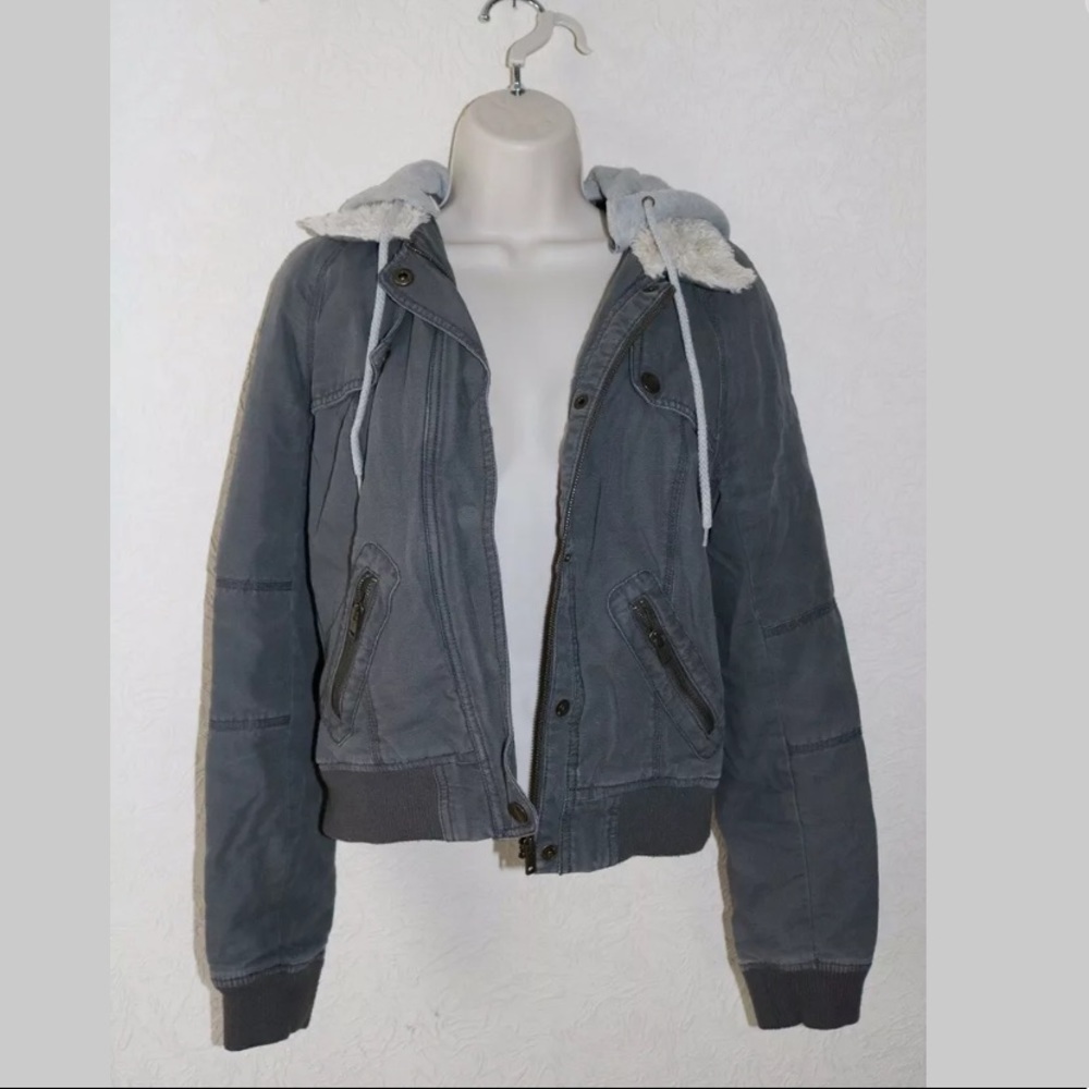 American Eagle Hooded Jacket Grey Woman’s Sz M